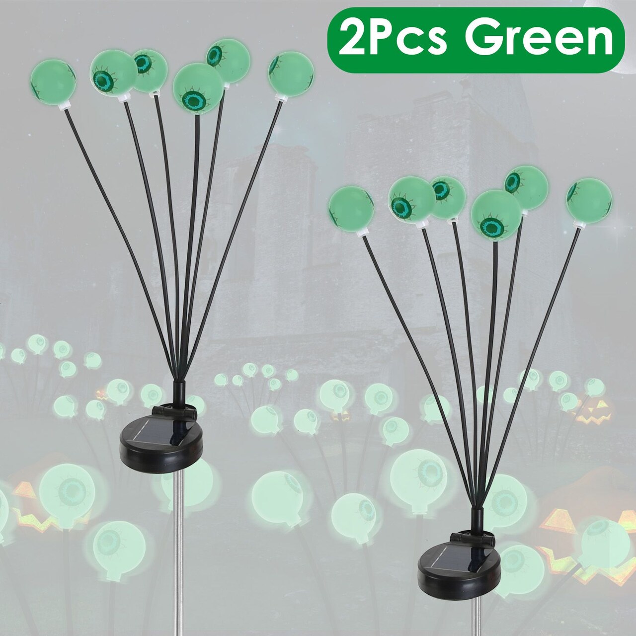 Solar Scary Eyeballs Lights Outdoor Halloween Decoration Swaying Light Halloween Path Lights Ornaments with Total 12LED IP65 Waterproof for Yard Garden Patio Party Decor